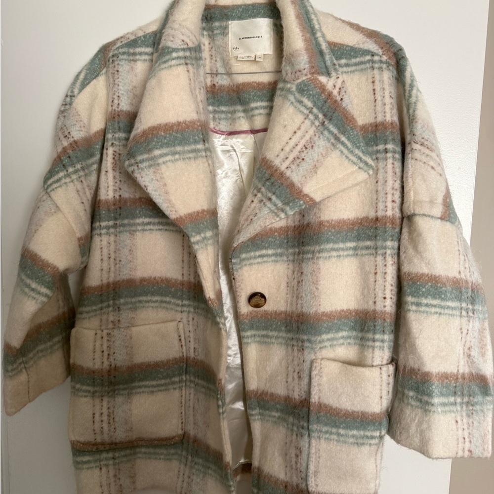Anthropologie Plaid Wool-Blend Coat